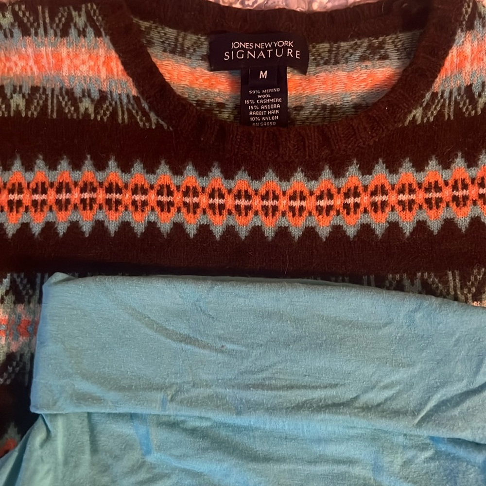 2 Piece:  Jones New York Sweater with Matching turtleneck    Size Medium - Picture 3 of 4